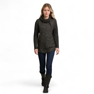 Harley-Davidson Organic Sequined Biker Winter Gray Knit Wool Hoodie - Women's CN